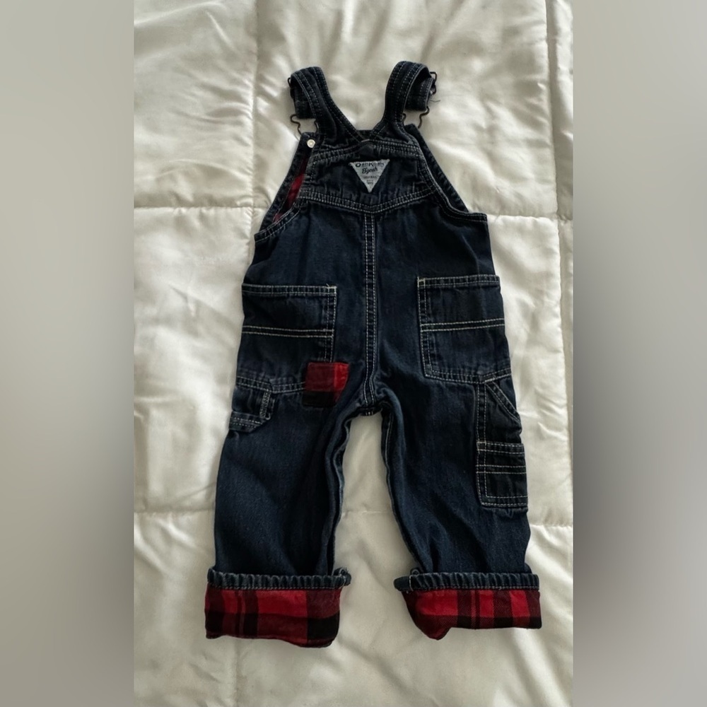 OshKosh B'gosh Kids Overalls - Blue with Red Patches - Picture 2 of 10